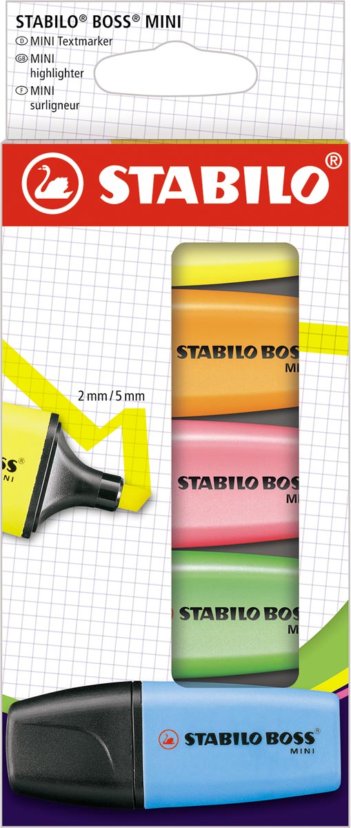 STABILO BOSS MINI markeerstift, etui van 5 stuks, assorti afbeelding