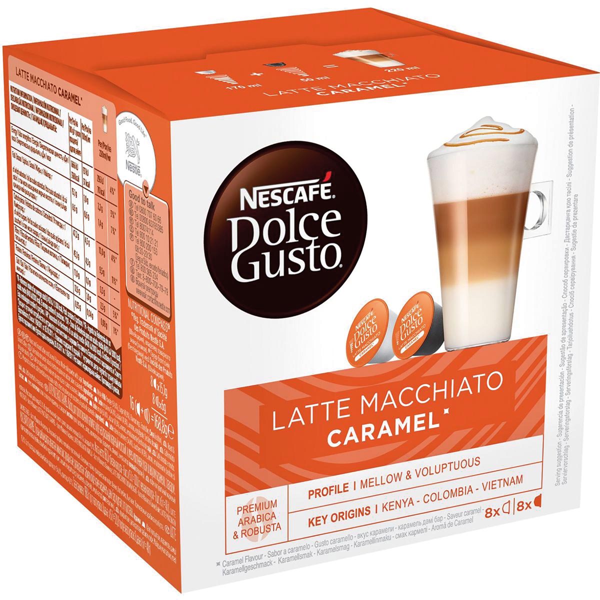 Nescafé Dolce Gusto koffiecapsules, Latte Macchiato Caramel, pak van 16 stuks Nescafé Dolce Gusto koffiecapsules, Latte Macchiato Caramel, pak van 16 stuks