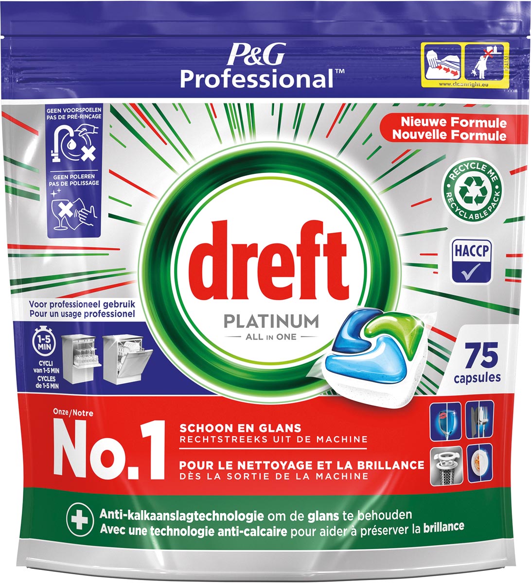 Dreft vaatwasmiddel Platinum Regular, 75 capsules