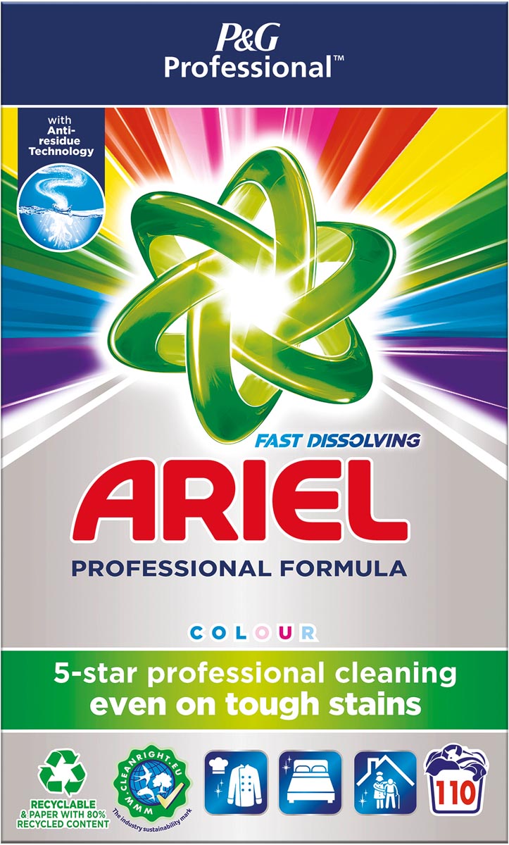 Ariel waspoeder, voor gekleurde was, 110 wasbeurten, doos van 7,15 kg