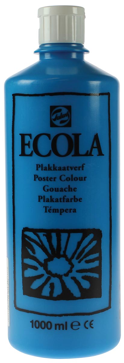 Talens Ecola plakkaatverf flacon van 1000 ml, lichtblauw