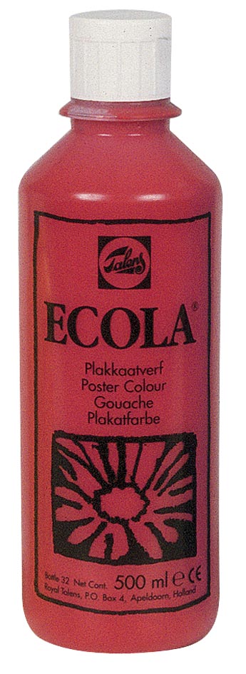 Talens Ecola plakkaatverf flacon van 500 ml, karmijn Talens Ecola plakkaatverf flacon van 500 ml, karmijn