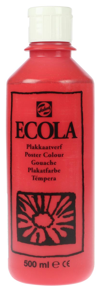 Talens Ecola plakkaatverf flacon van 500 ml, scharlaken Talens Ecola plakkaatverf flacon van 500 ml, scharlaken
