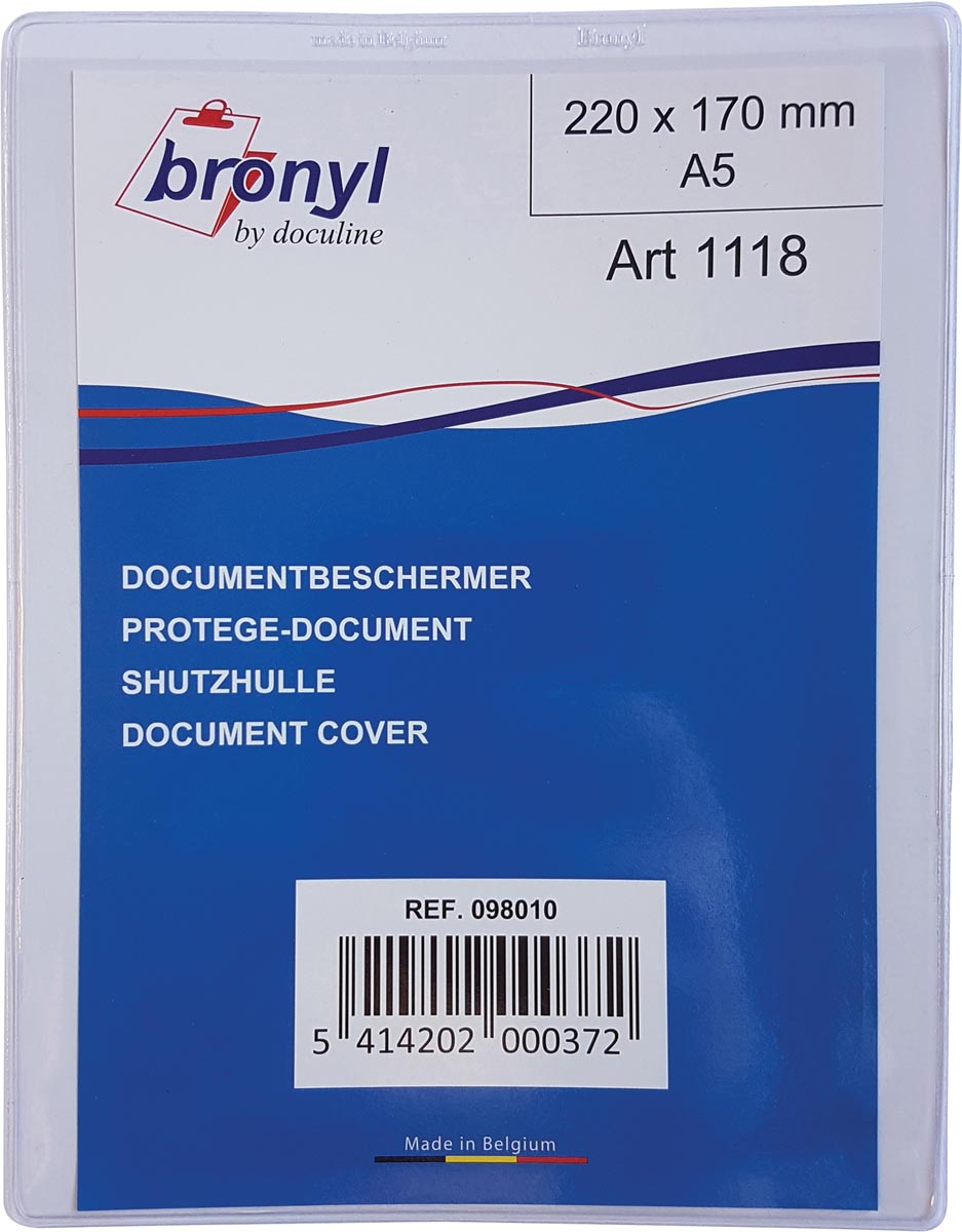 Bronyl U-mapje uit transparante PVC van 180 micron, ft A5 Bronyl U-mapje uit transparante PVC van 180 micron, ft A5