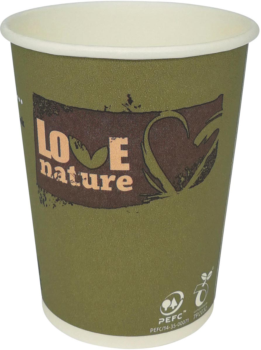 Drinkbeker uit karton Love Nature, 200 ml, pak van 50 stuks afbeelding