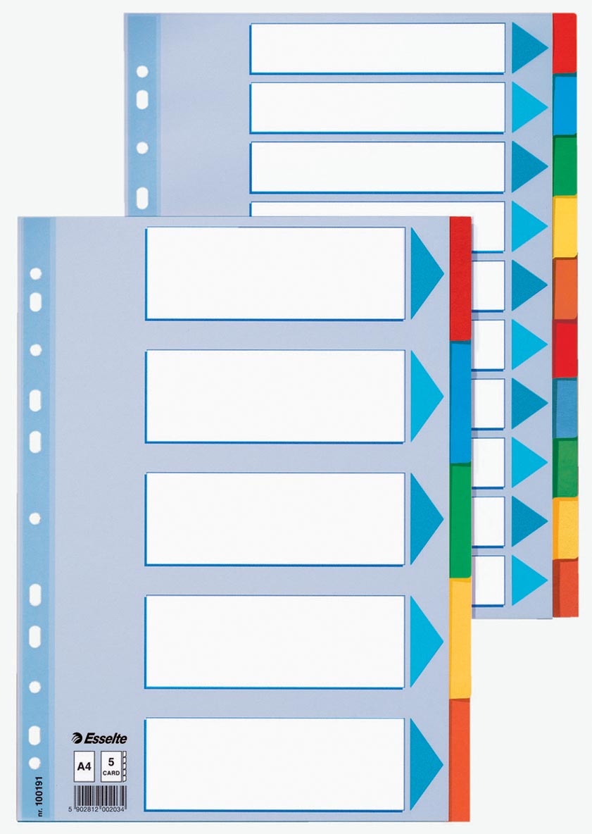 Esselte tabbladen, voor ft A4, karton, 10 tabs, 11-gaatsperforatie afbeelding