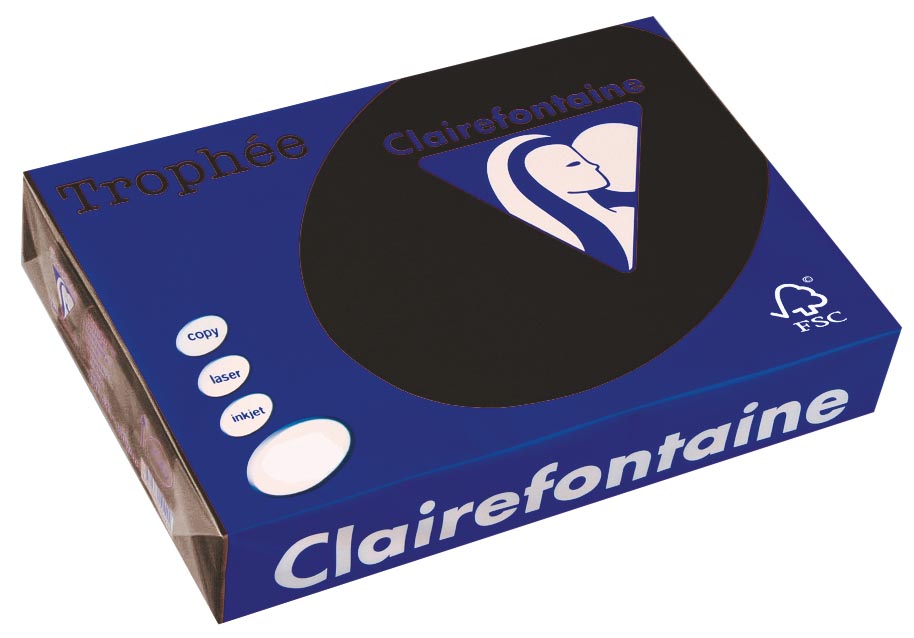 Clairefontaine Trophée Pastel, gekleurd papier, A4, 160 g, 250 vel, zwart afbeelding
