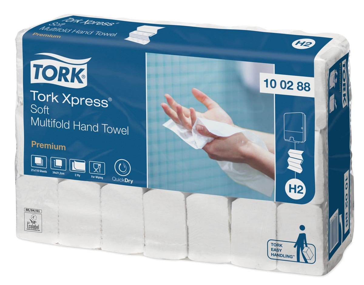 Tork papieren handdoeken Xpress, Soft, 2-laags, 110 vellen, systeem H2, pak van 21 stuks afbeelding