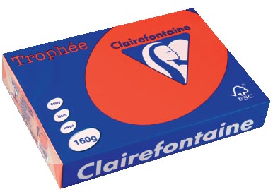 Clairefontaine Trophee Intens, gekleurd papier, A4, 160 g, 250 vel, koraalrood
