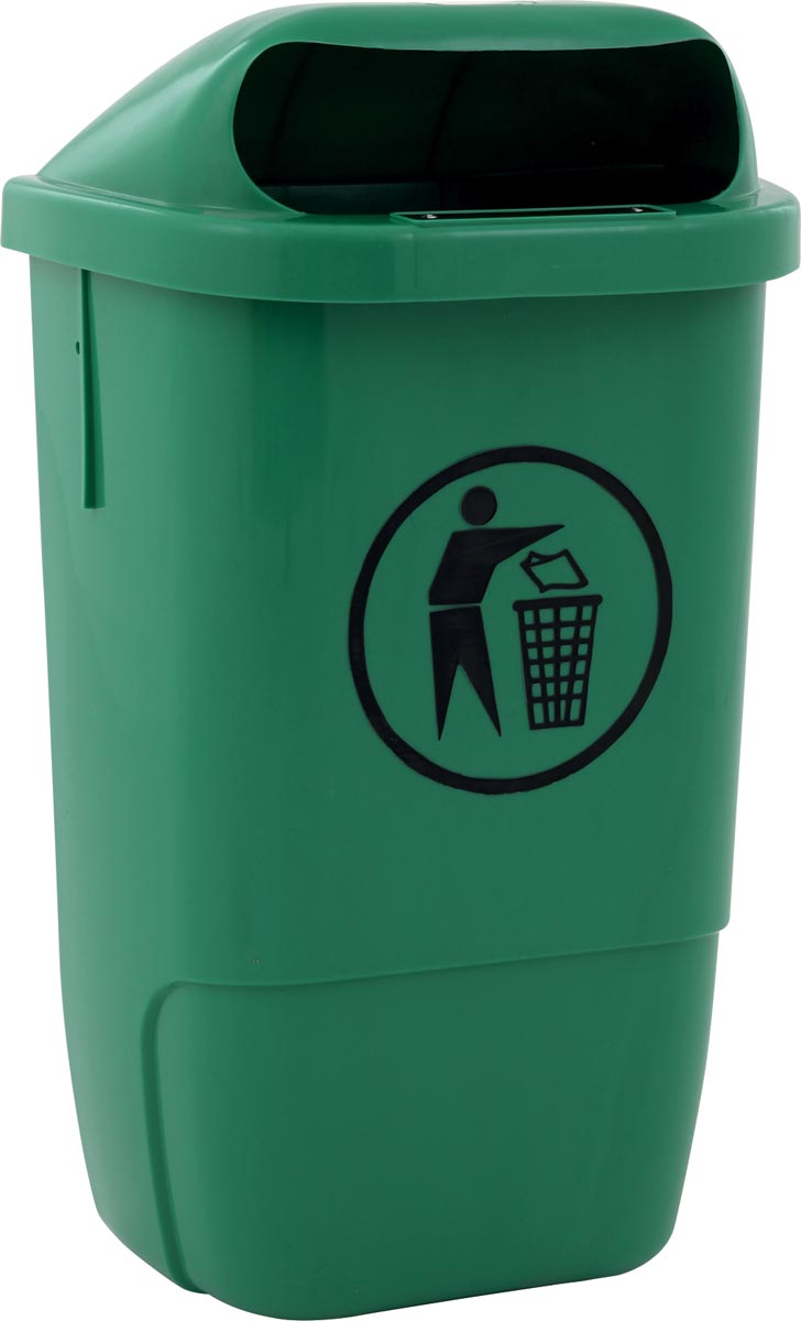 Afvalbak uit kunststof, inhoud 50 L, groen
