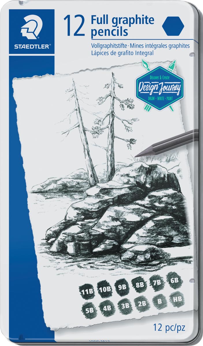 Staedtler Potlood Mars Lumograph 12 stuks: 6B-5B-4B-3B-2B-B-HB-F-H-2H-3H-4H afbeelding