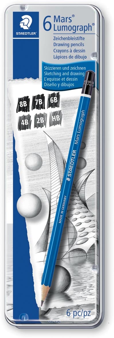 Staedtler Potlood Mars Lumograph 6 Stuks 8B 7B 6B 4B 2B Hb huismerk kopen in de aanbieding