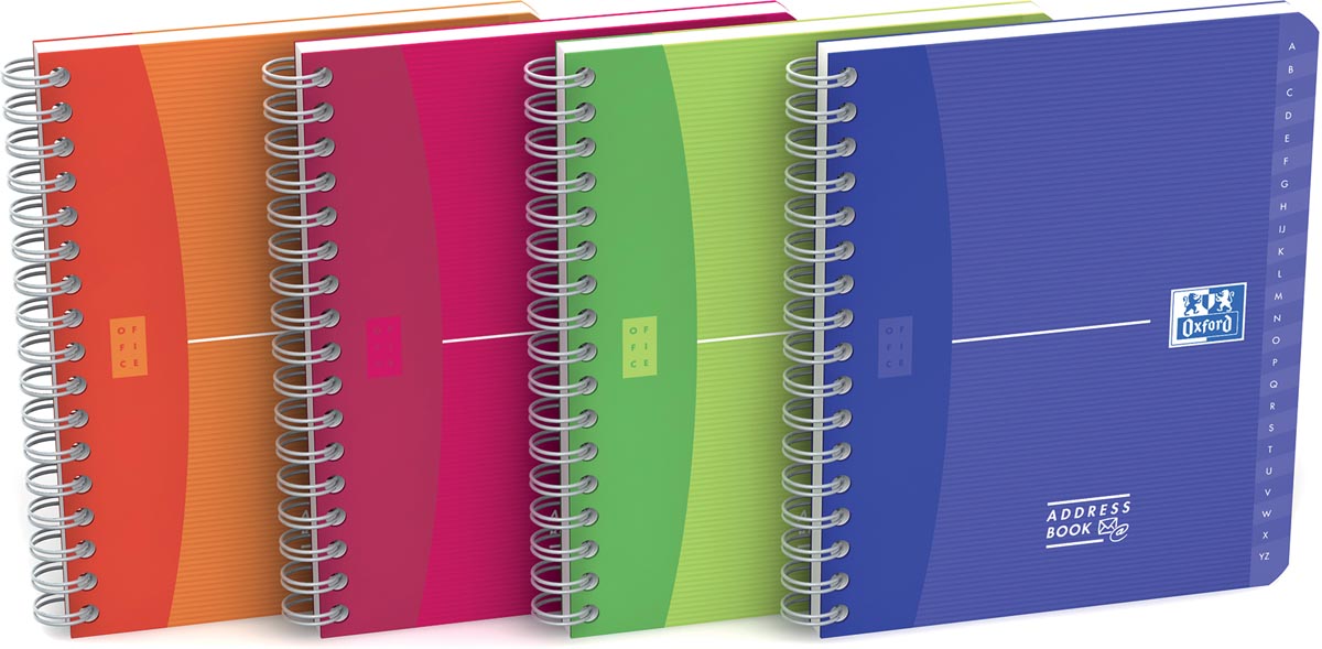 Oxford Office My Colours addressbook, 160 bladzijden, ft 12 x 14,8 cm, geassorteerde kleuren