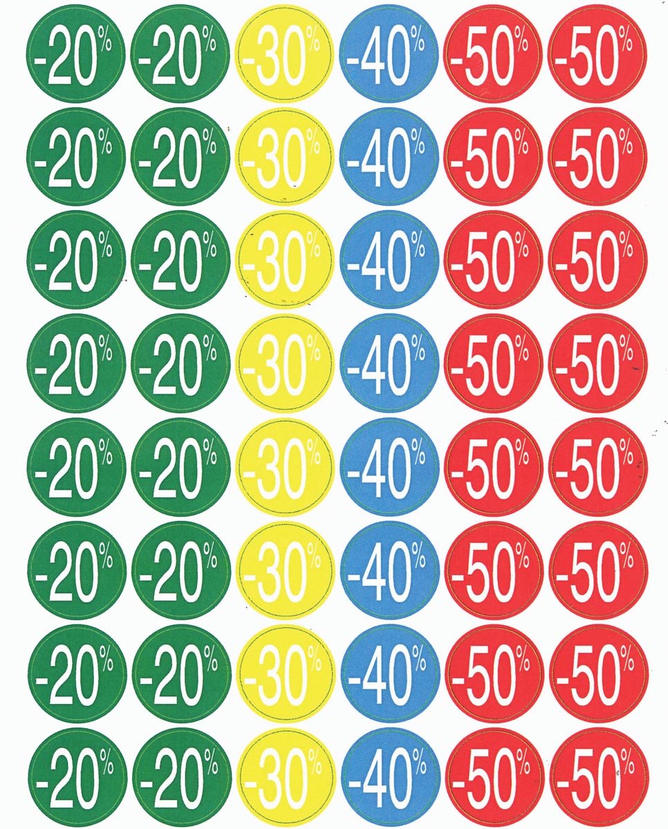 Agipa Kortinglabel van -20% tot - 50%, geassorteerde kleuren afbeelding