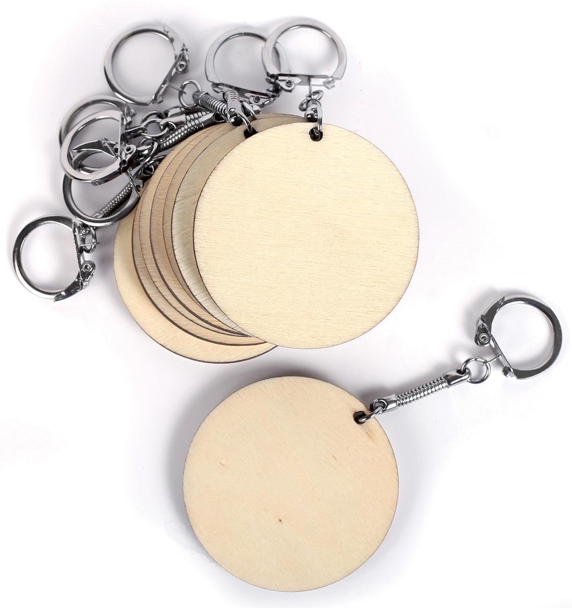 Graine Créative Sleutelhanger hout, rond, diameter 55 mm, zakje van 10 stuks afbeelding
