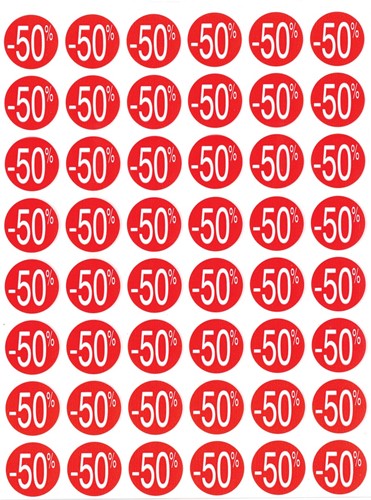Agipa Kortinglabel -50%, rood, pak van 192 stuks, verwijderbaar-2