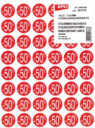 Agipa Kortinglabel -50%, rood, pak van 192 stuks, verwijderbaar