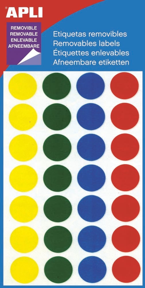Apli verwijderbare etiketten cirkel 15 mm (b x h), 112 stuks
