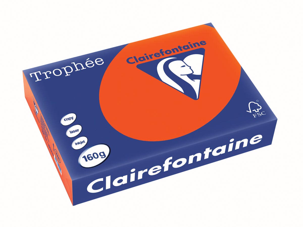 Clairefontaine Trophee Intens, gekleurd papier, A4, 160 g, 250 vel, kardinaalrood