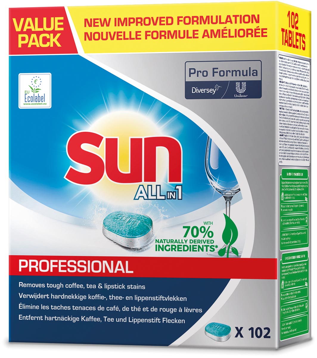 Sun Pro Formula All-in-one vaatwastabletten, doos van 102 stuks afbeelding