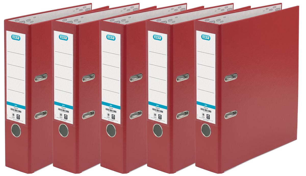Elba ordner Smart Pro+, rug van 8 cm, pak van 5 stuks, rood