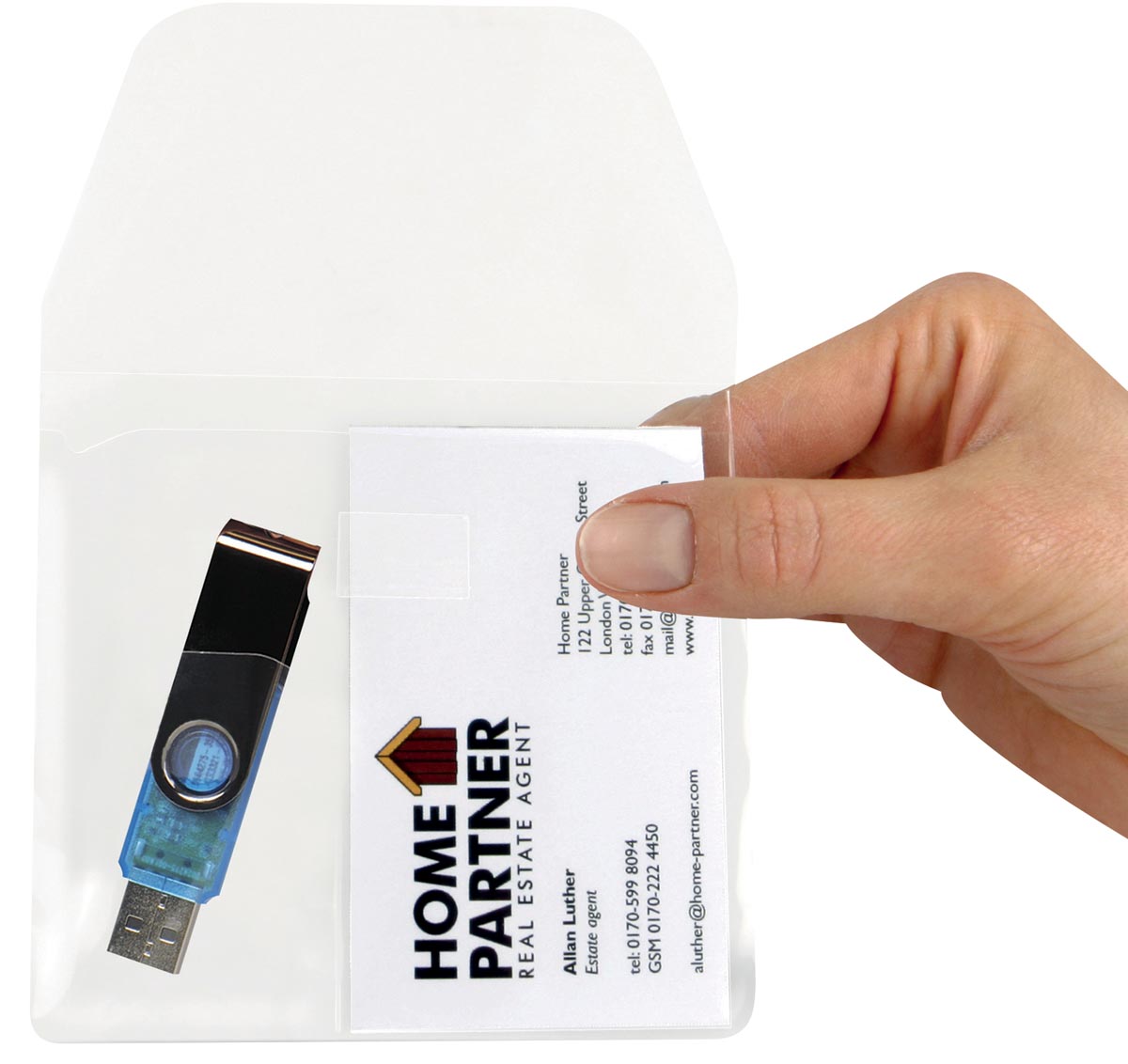 3L tas voor visitekaart en memory stick, pak van 10 stuks