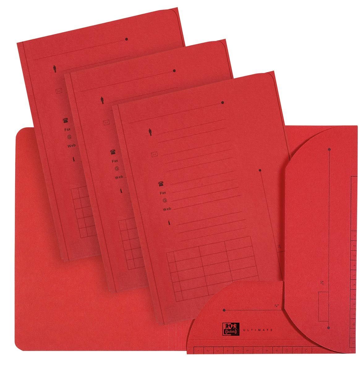 OXFORD Ultimate dossiermap, formaat A4, uit karton, met 2 kleppen, pak van 25 stuks, rood afbeelding