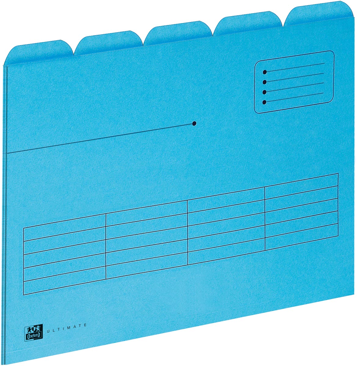 OXFORD Ultimate dossiermap, formaat A4, uit karton, met 5 tabs, pak van 5 stuks, blauw