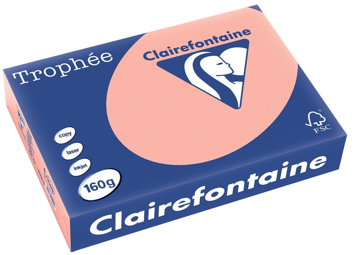 Clairefontaine Trophée Pastel, gekleurd papier, A4, 160 g, 250 vel, perzik