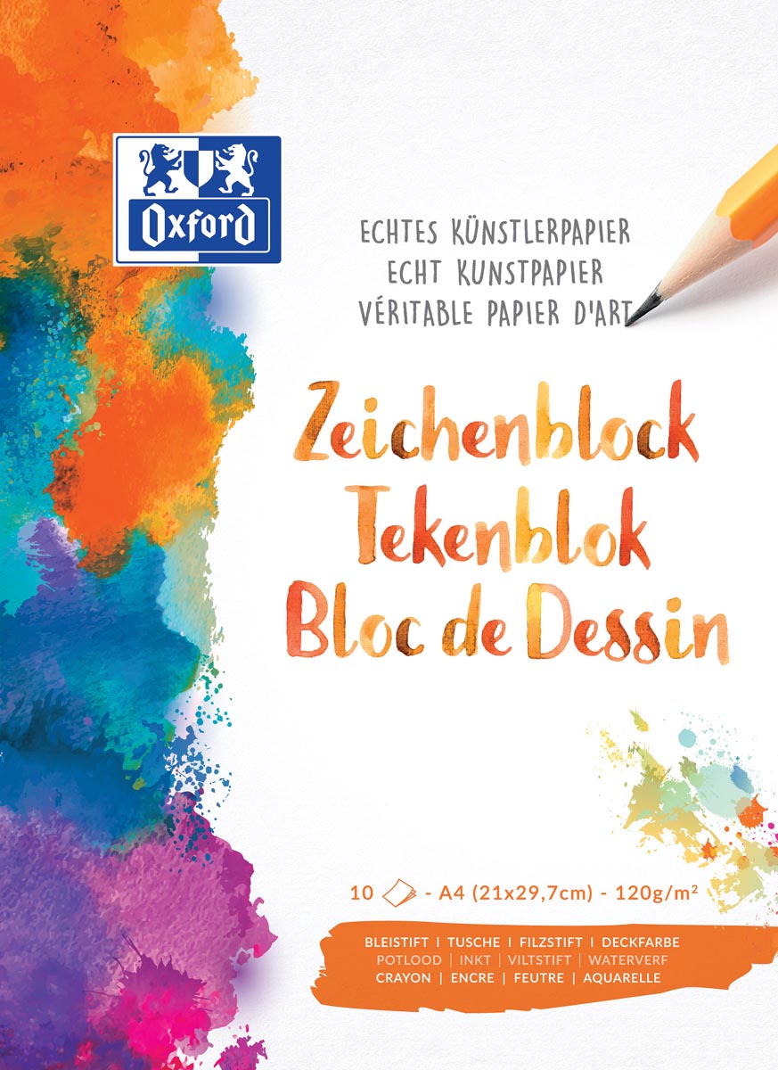 Oxford tekenblok 120 g, A4, 10 vel Oxford tekenblok 120 g, A4, 10 vel