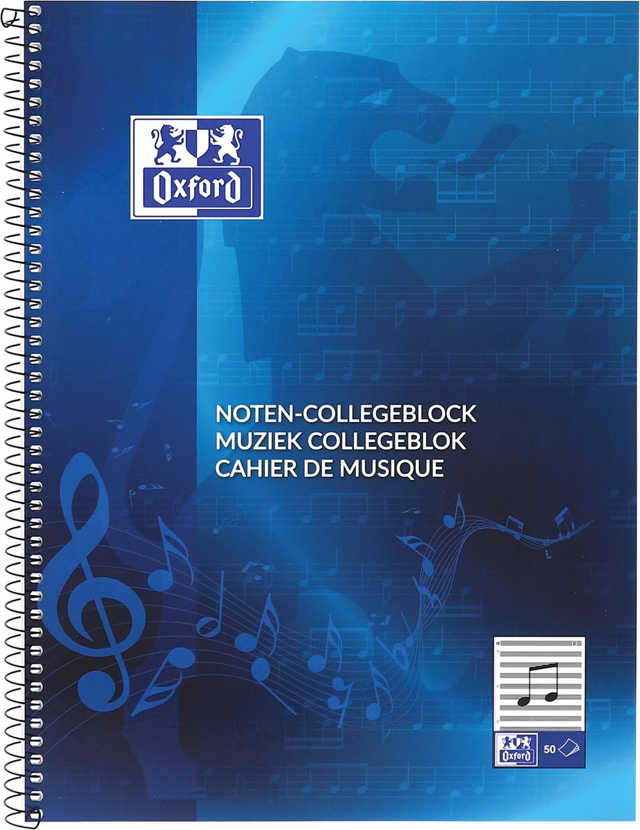 Oxford muziek collegeblok ft A4, 100 bladzijden afbeelding