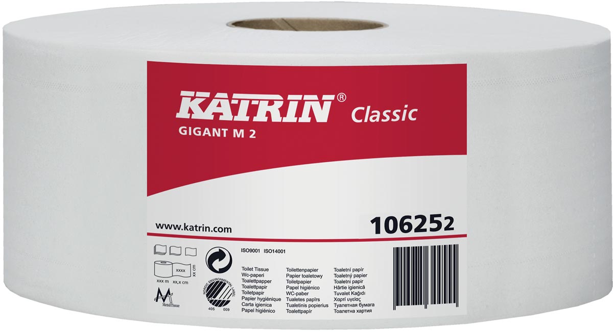 Katrin toiletpapier Classic Gigant M2, 2-laags, 2720 vel per rol, pak van 6 rollen