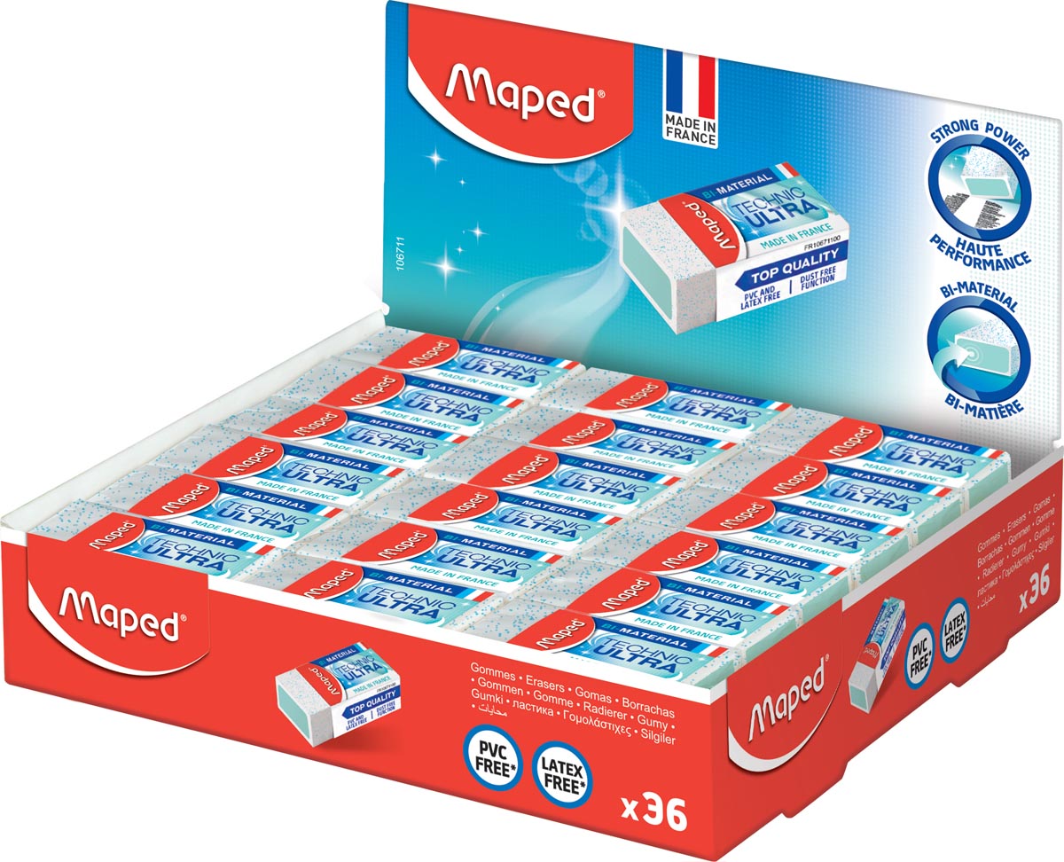 Maped gom Mini Technic Ultra, met kartonnen huls, display met 36 stuks