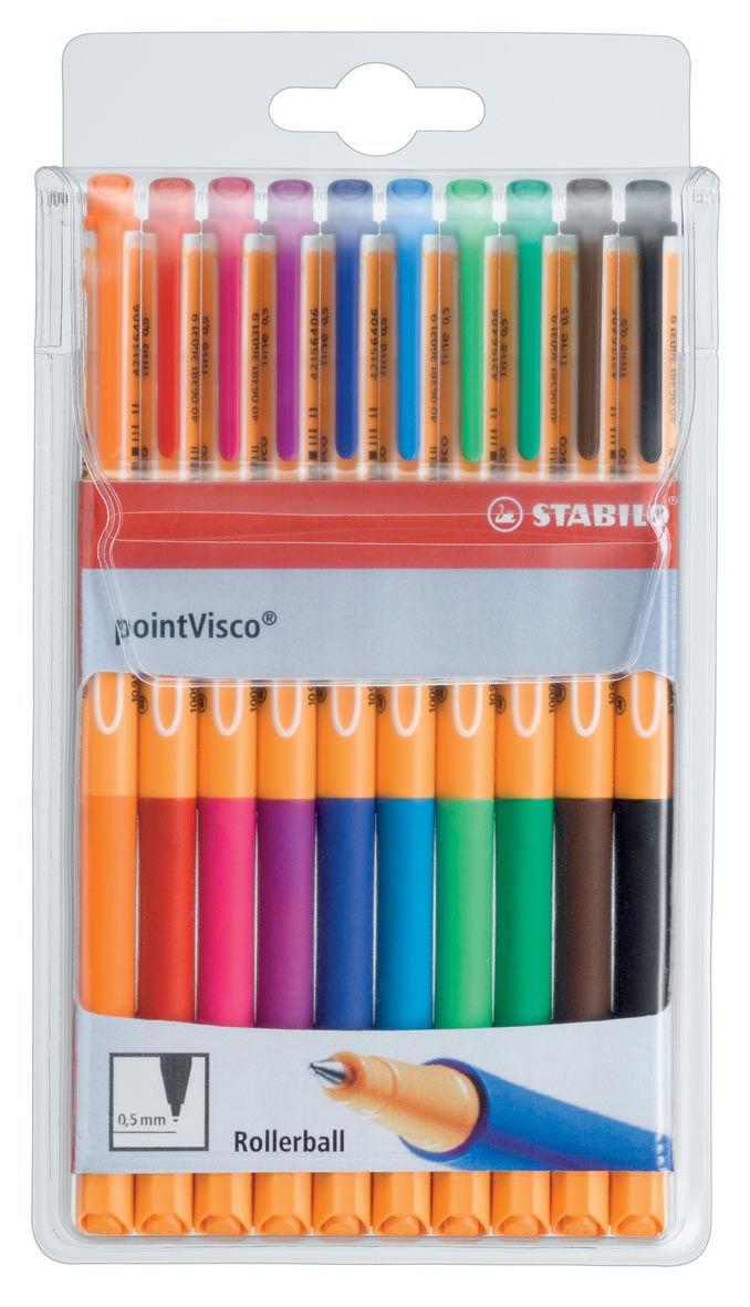 Stabilo Roller Point Visco Etui Van 10 Stuks Oranje Rood Roze Lila Donkerblauw Lichtblauw Groen huismerk kopen in de aanbieding Stabilo Roller Point Visco Etui Van 10 Stuks Oranje Rood Roze Lila Donkerblauw Lichtblauw Groen huismerk kopen in de aanbieding