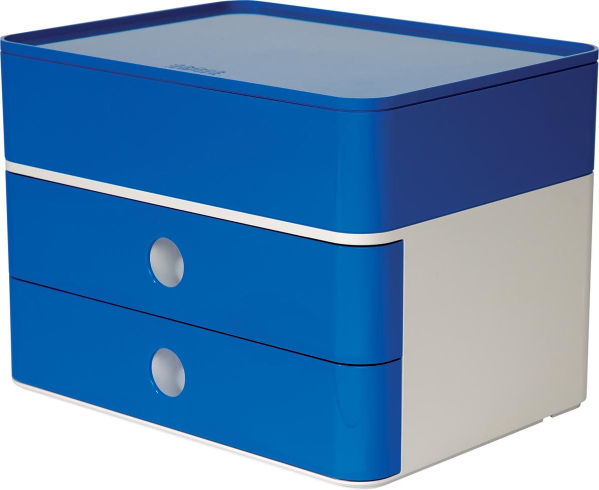 Han ladenblok Allison, smart-box plus met 2 laden en organisatiebak, wit/blauw