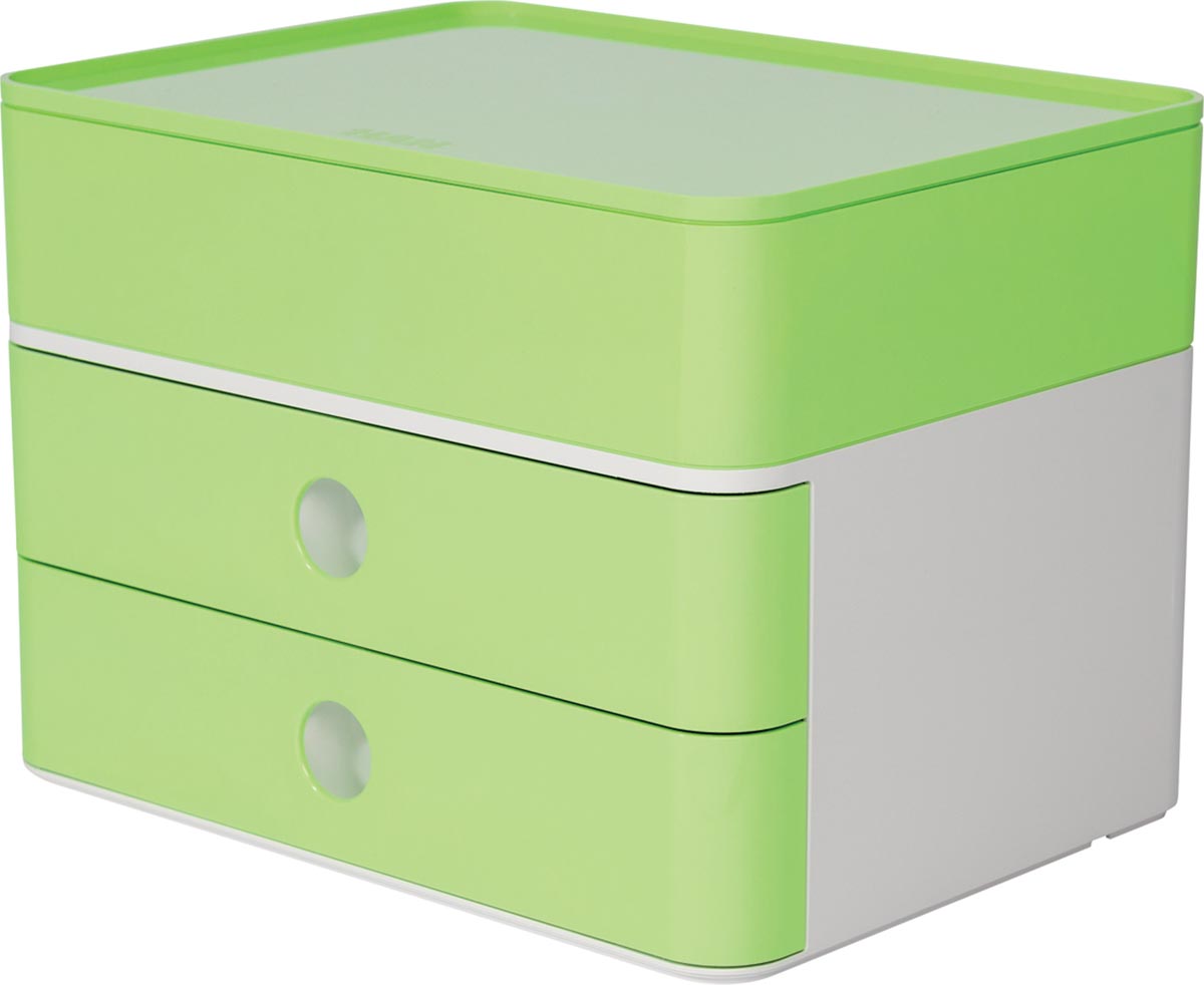 Han ladenblok Allison, smart-box plus met 2 laden en organisatiebak, wit/groen