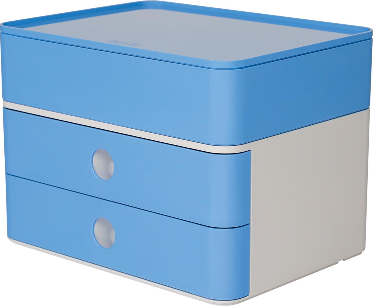 Han ladenblok Allison, smart-box plus met 2 laden en organisatiebak, wit/blauw