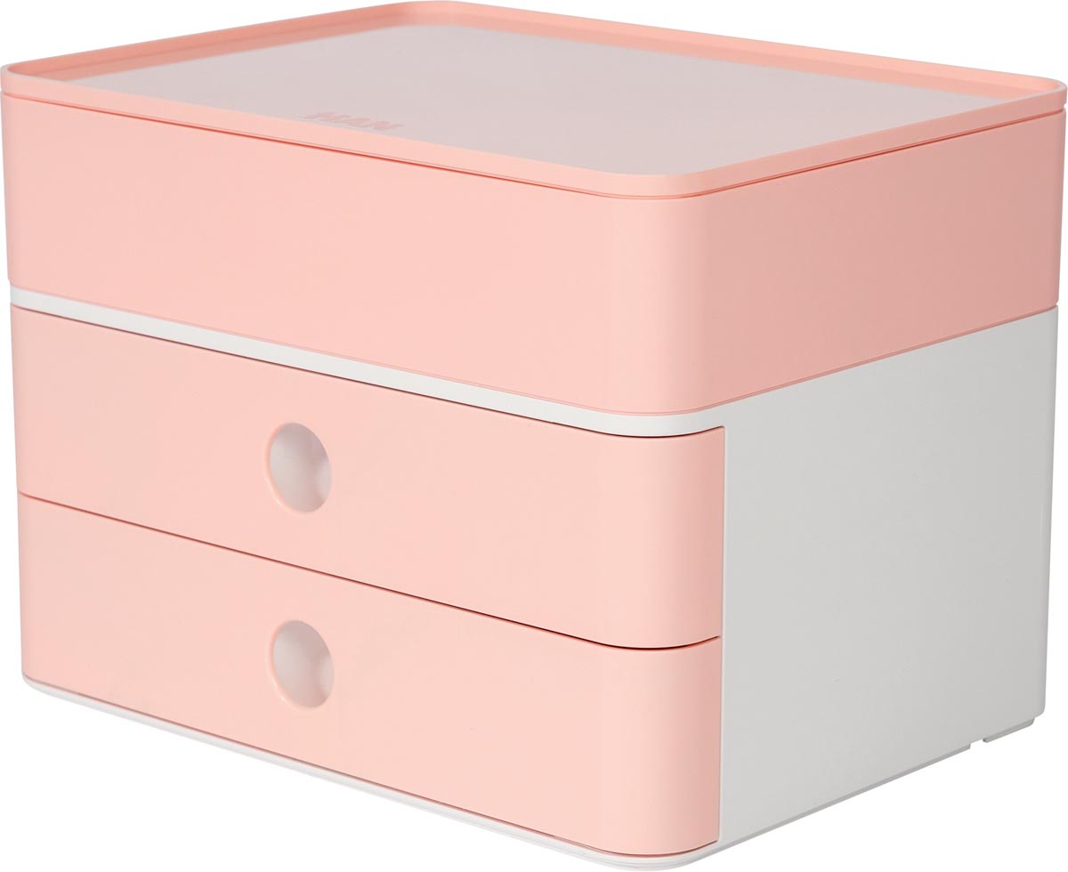 Han ladenblok Allison, smart-box plus met 2 laden en organisatiebak, wit/roze