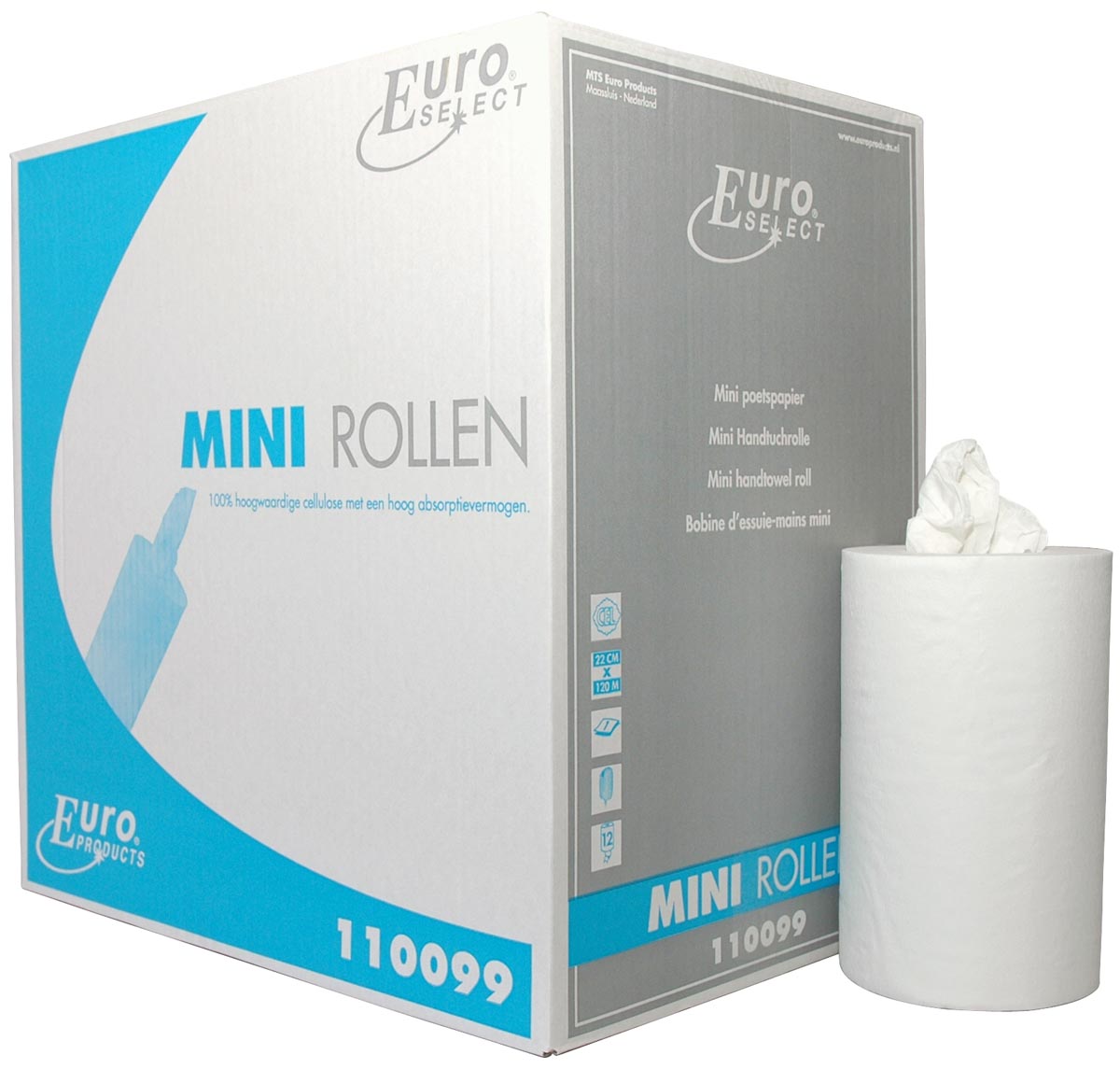 Europroducts handdoekrol Mini, 1-laags, doos van 12 stuks