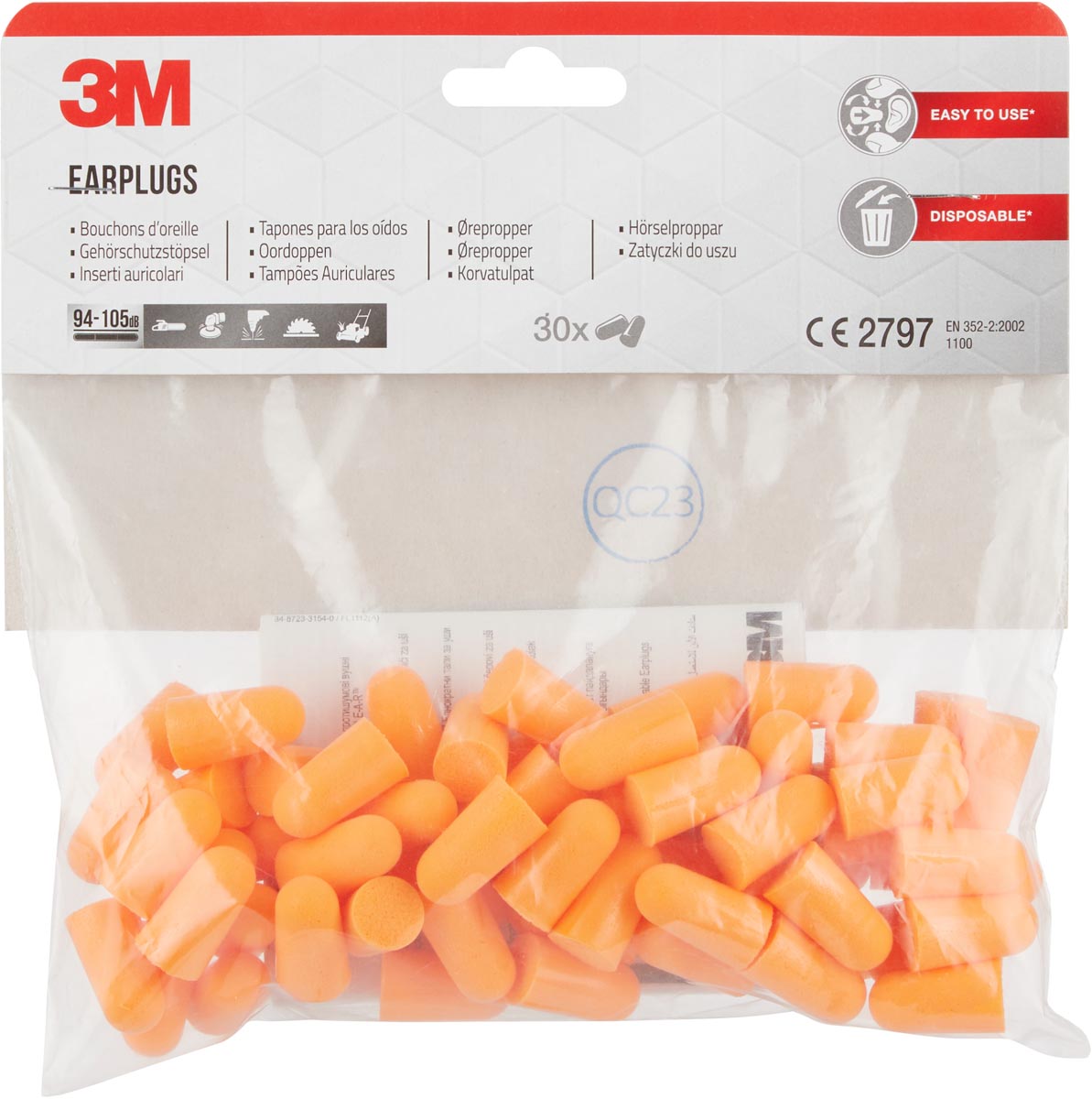 Afbeelding van 3M oordoppen 1100, geluidsdemping to 37 dB, blister van 30 stuks