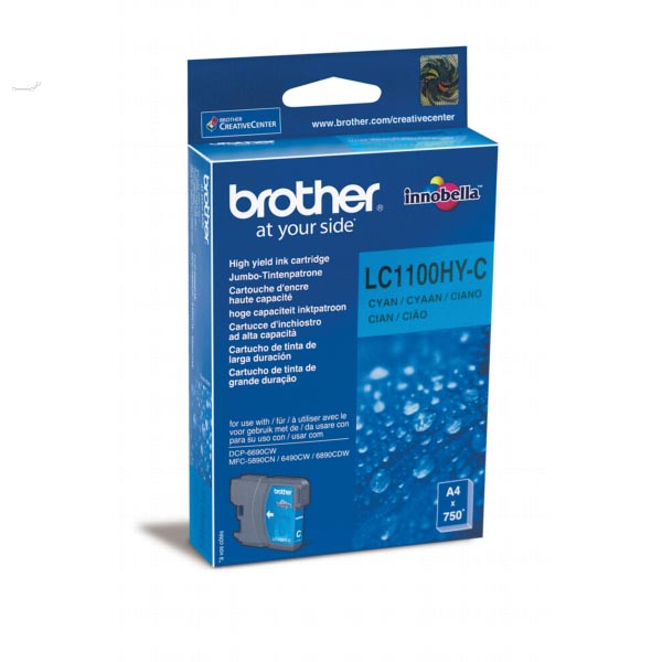 Brother inktcartridge, 750 pagina&apos;s, OEM LC-1100HYC, cyaan afbeelding
