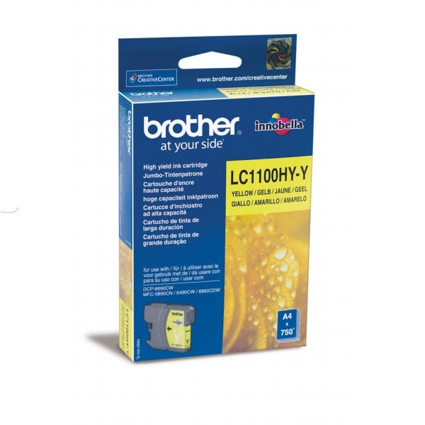 Brother inktcartridge, 750 pagina&apos;s, OEM LC-1100HYY, geel afbeelding