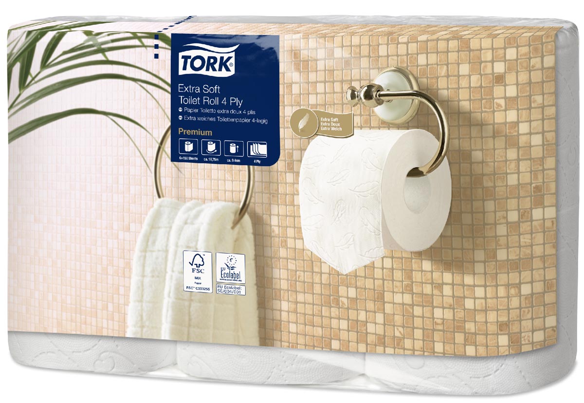 Tork toiletpapier Extra Soft, 4-laags, systeem T4, pak van 6 rollen afbeelding
