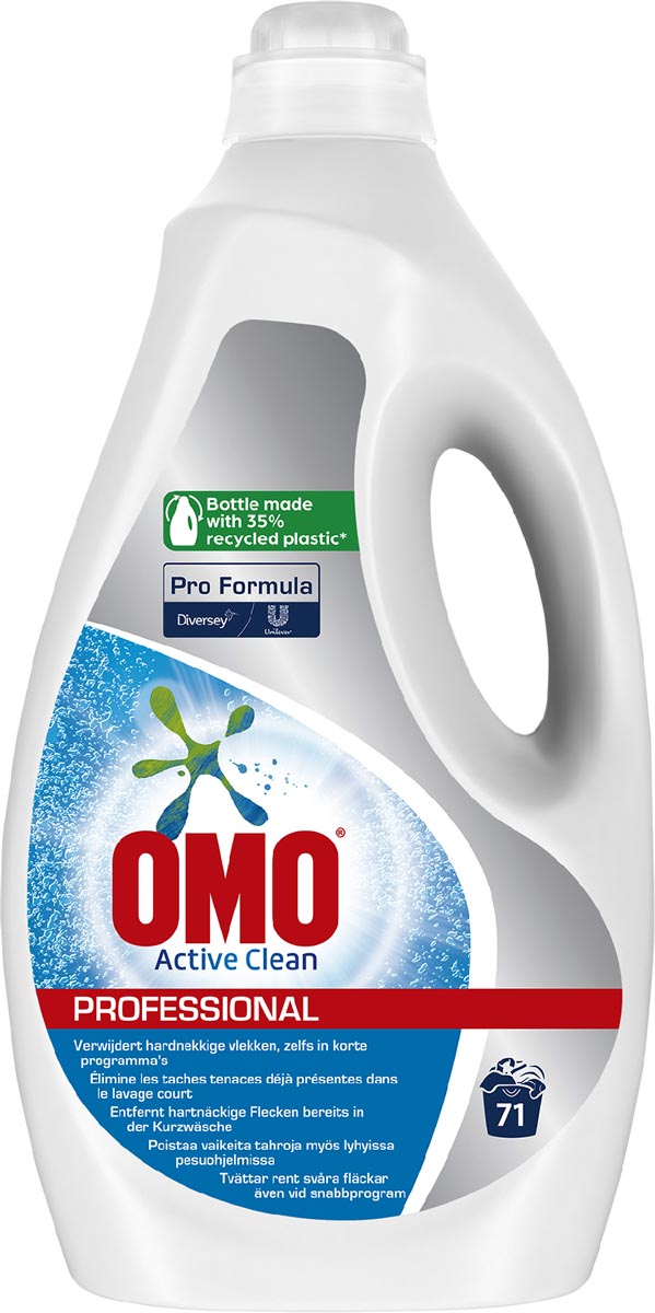 Omo Professional Pro Formula Active Clean wasmiddel, fles van 5 liter, 71 wasbeurten afbeelding