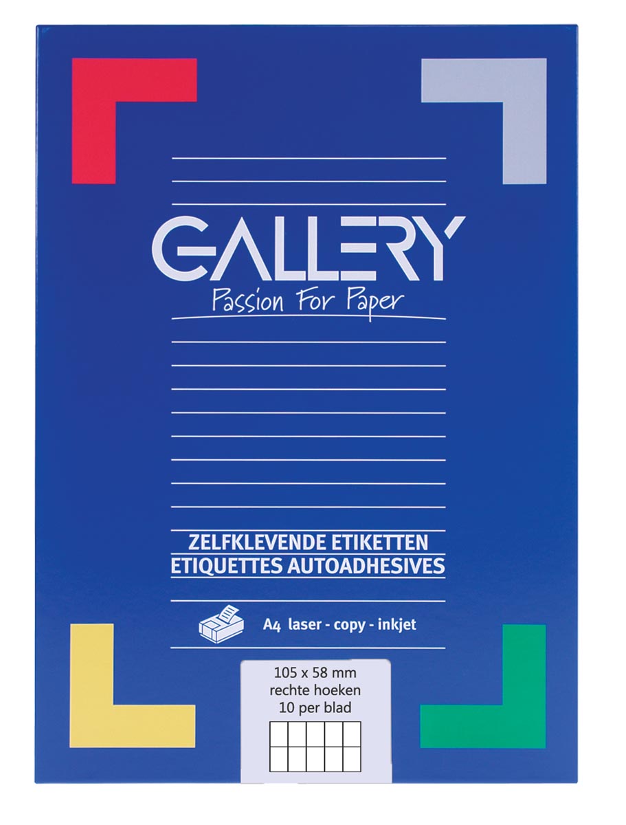 Gallery witte etiketten ft 105 x 58 mm (b x h), rechte hoeken, doos van 1.000 etiketten afbeelding