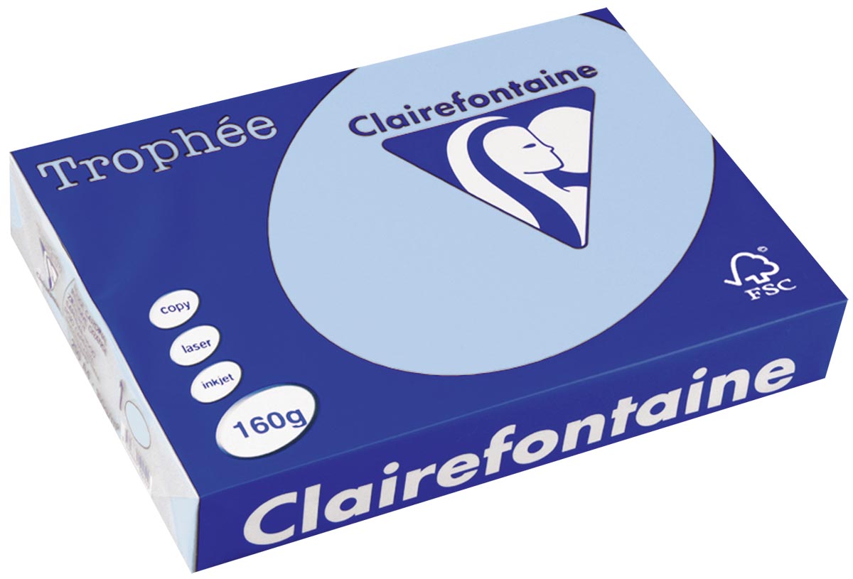Clairefontaine Trophée Pastel, gekleurd papier, A4, 160 g, 250 vel, blauw afbeelding