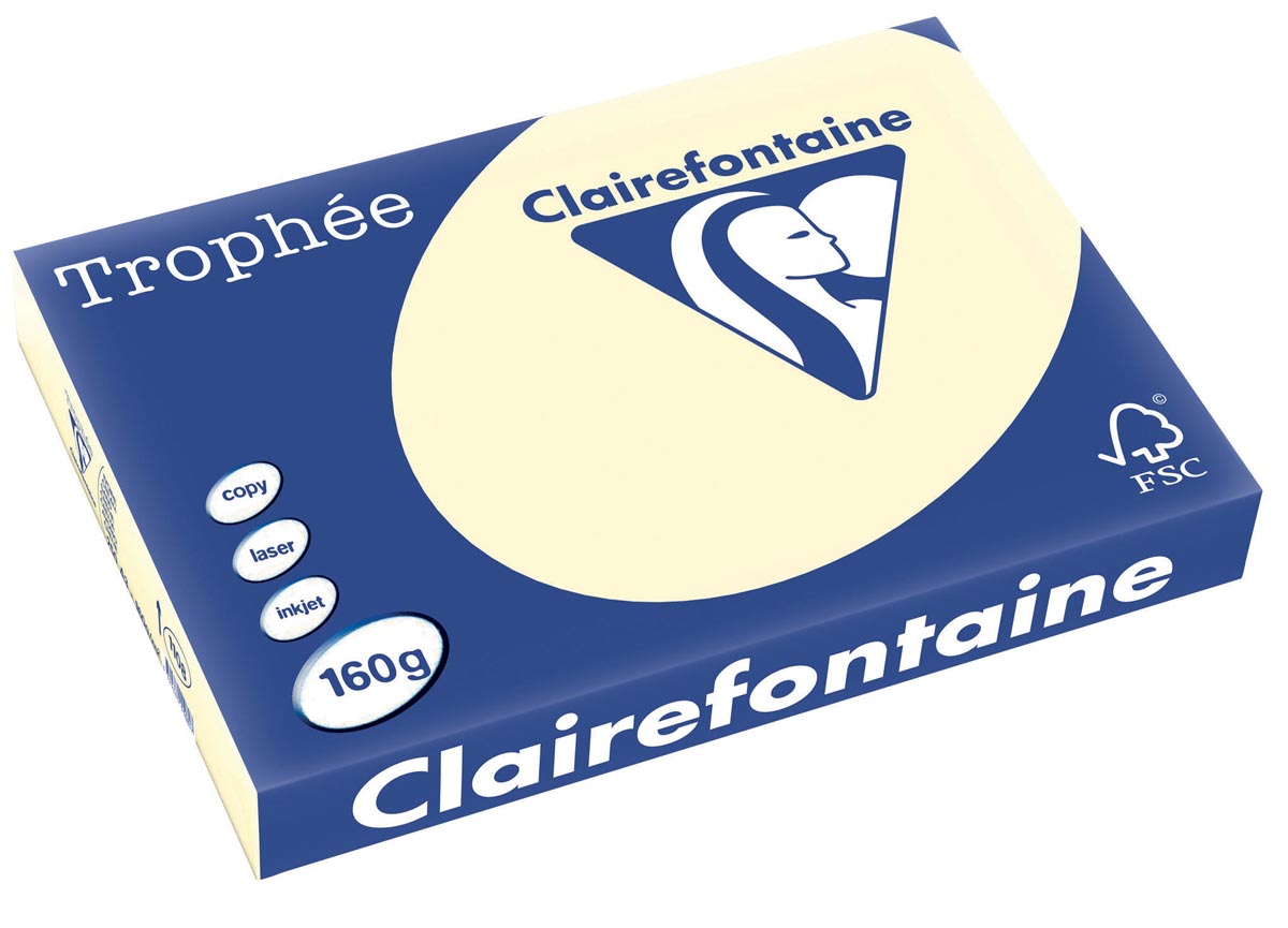 Clairefontaine Trophée Pastel, gekleurd papier, A3, 160 g, 250 vel, crème afbeelding