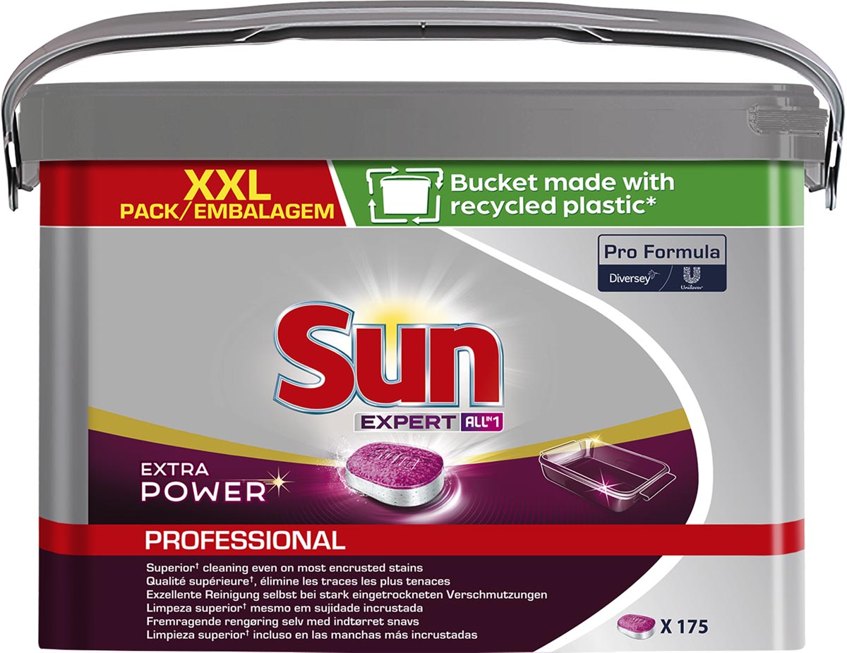 Sun Pro Formula Expert All-in-one vaatwastabletten, extra power, emmer van 175 stuks afbeelding