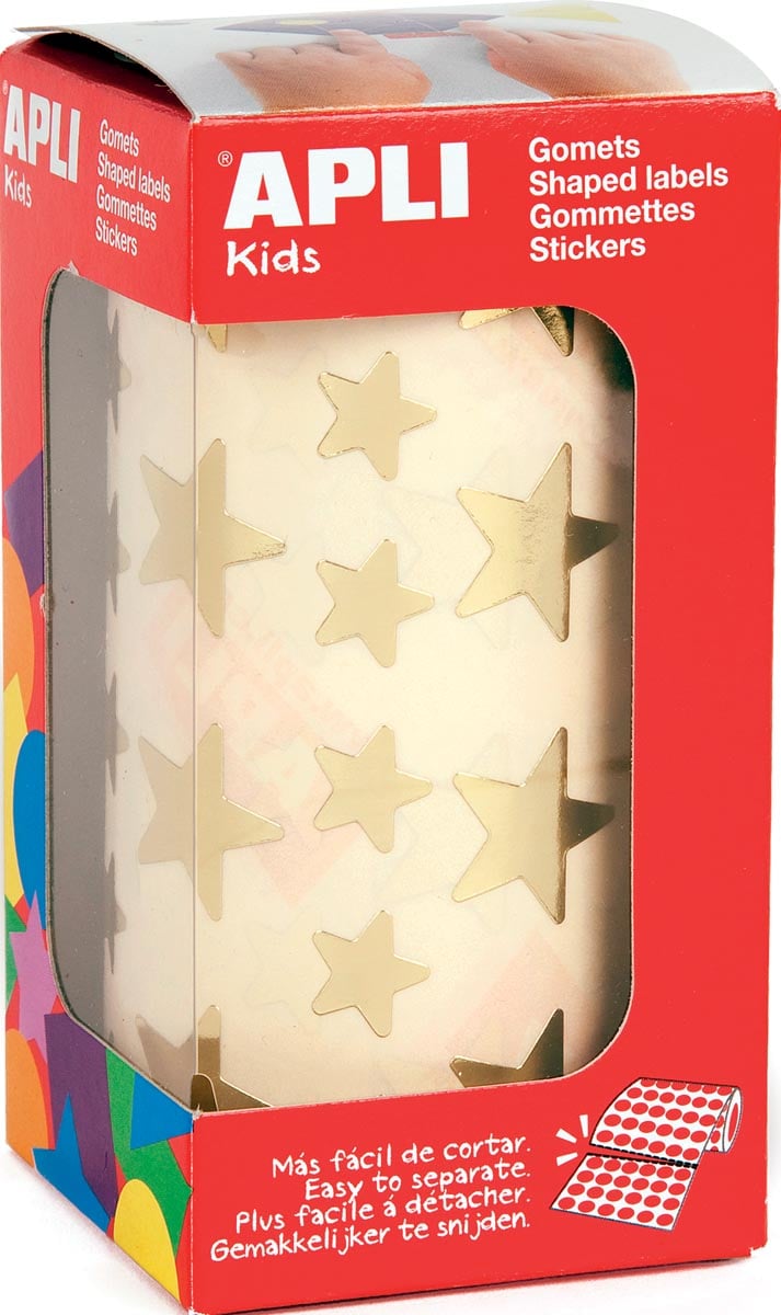 Apli Kids stickers op rol, ster, 2360 stuks, metallic goud afbeelding