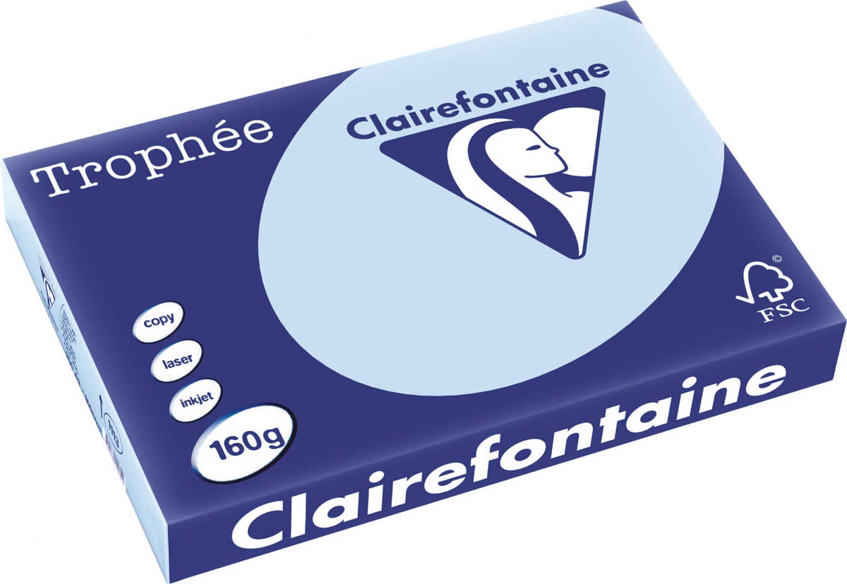 Clairefontaine Trophée Pastel, gekleurd papier, A3, 160 g, 250 vel, blauw afbeelding